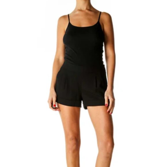 Express Pants - Black Solid Brunch Shorts